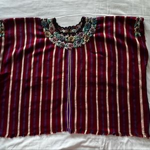 Huipil Top with Hand Embroidered